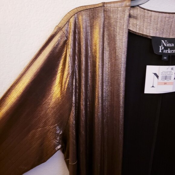 Nina Parker Bronze Metallic Duster Pants Coord Set Party Festive Holiday 2X NWT - Picture 4 of 15